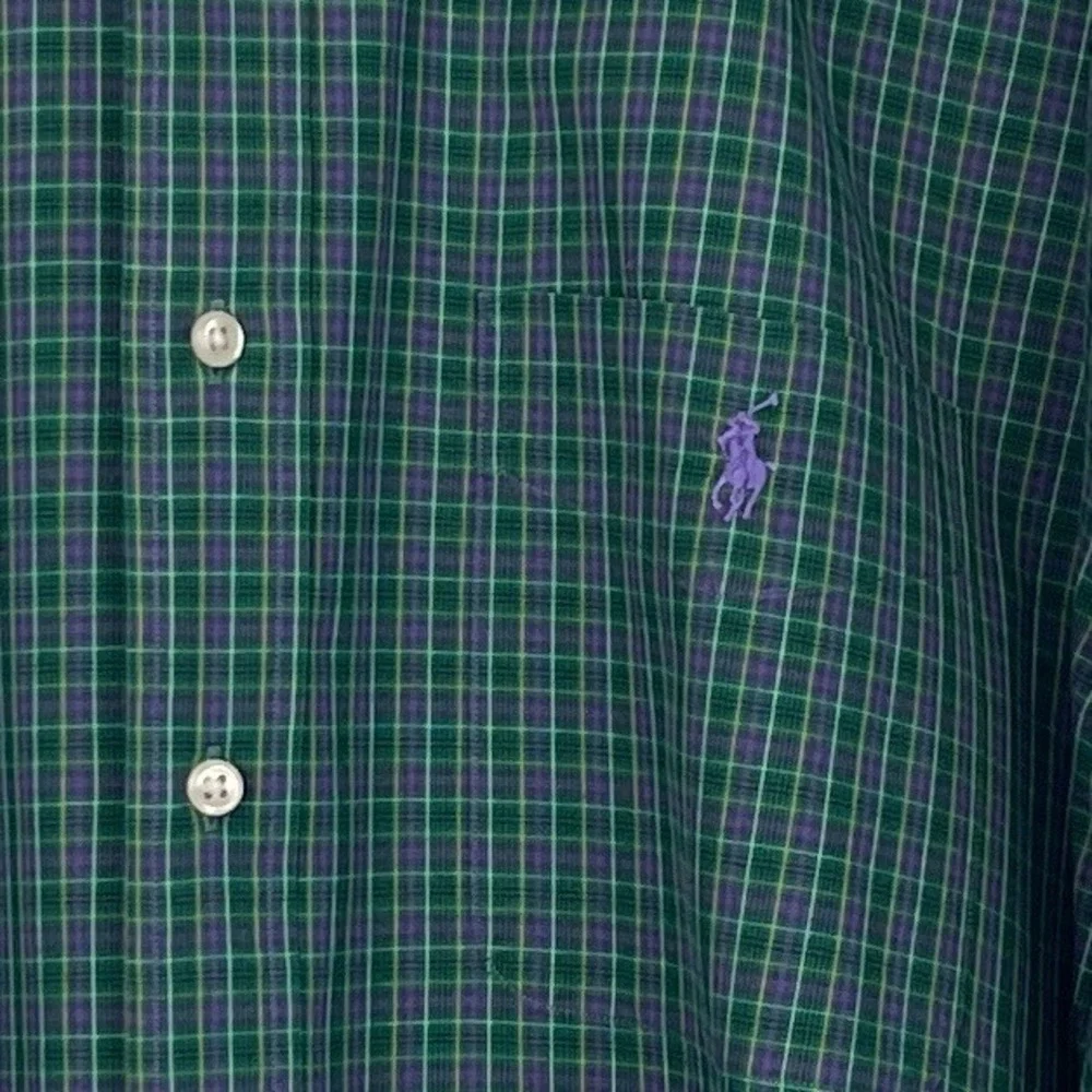 (LOT OF 2) Polo Ralph Lauren Mens XXL Cotton Long Sleeve‎ Shirts Purple Green